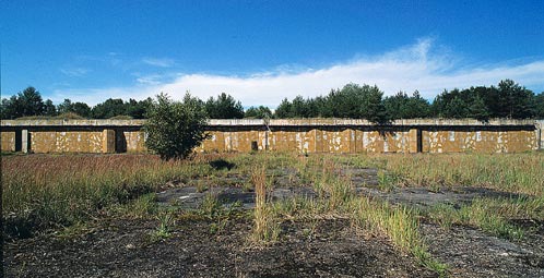 Rampenbunker. Zentral gelegen diese riesigen Garagen(bunker) mit verstärkter Decke und Erdüberwurf und Bepflanzung. Vermutlich (andere Bauwerke dieser Art waren nicht zu finden) befanden sich in diesen die Rampenfahrzeuge für die Raketen. Rampenbunker. Zentral gelegen diese riesigen Garagen(bunker) mit verstärkter Decke und Erdüberwurf und Bepflanzung. Vermutlich (andere Bauwerke dieser Art waren nicht zu finden) befanden sich in diesen die Rampenfahrzeuge für die Raketen.