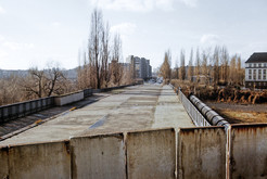 Helmut-Just-Brücke (Behmbrücke), Blick in die Behmstraße im Bezirk Wedding (West-Berlin), 15.02.1990 Bild 6669