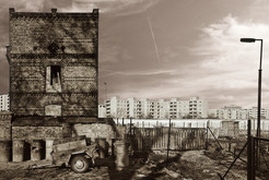 Blick vom Nennhauser Damm in Staaken (Bezirk Potsdam / DDR) zum Spandauer Zweiwinkelweg (West-Berlin), 05.04.1990 Bild 6705